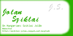 jolan sziklai business card